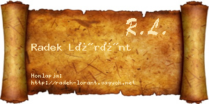 Radek Lóránt névjegykártya