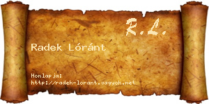 Radek Lóránt névjegykártya